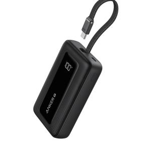 Anker Zolo Power Bank (10K, 30W) with a 5.4-inch (13.7 cm) built-in USB-C cable.