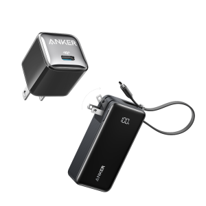 Anker Power Bank (10K, Fusion, Built-In USB-C Cable)and Anker Nano Charger (20W)